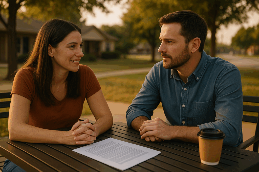 Prospective adoptive parents discussing their journey.