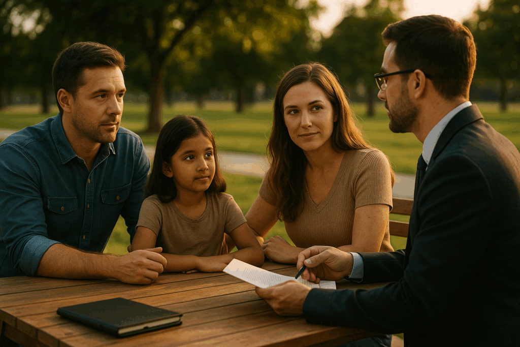 A family discussing international adoption laws for Tomball, Texas.
