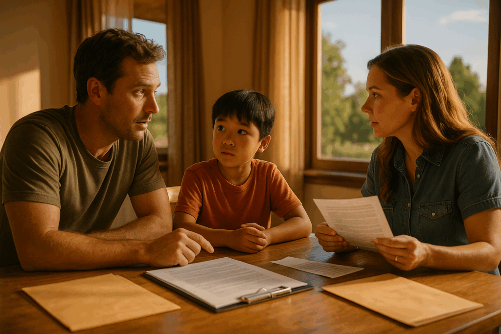 A family discussing the process of recognizing a foreign adoption order in Texas.