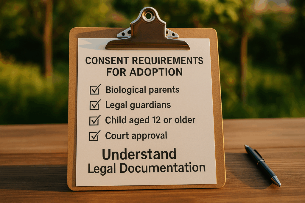 A checklist of consent requirements for adoption, emphasizing the importance of understanding legal documentation.