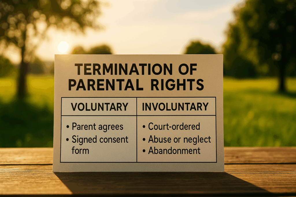 A comparison of voluntary and involuntary termination of parental rights is illustrated.