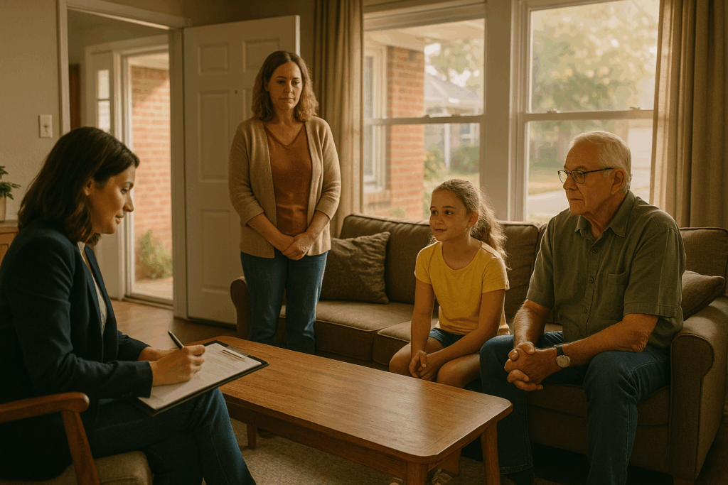 A home study process in action, assessing a grandparent's home environment for adoption.