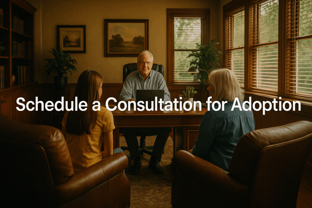 A welcoming office environment where consultations take place, inviting families to schedule a consultation for adoption.