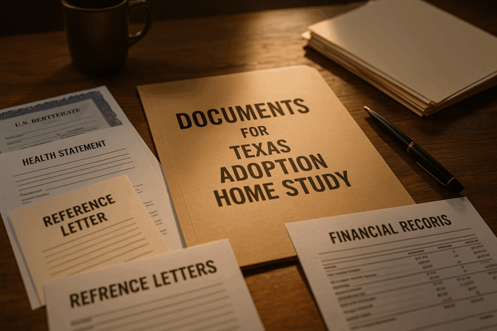 Documentation required for a Texas adoption home study.