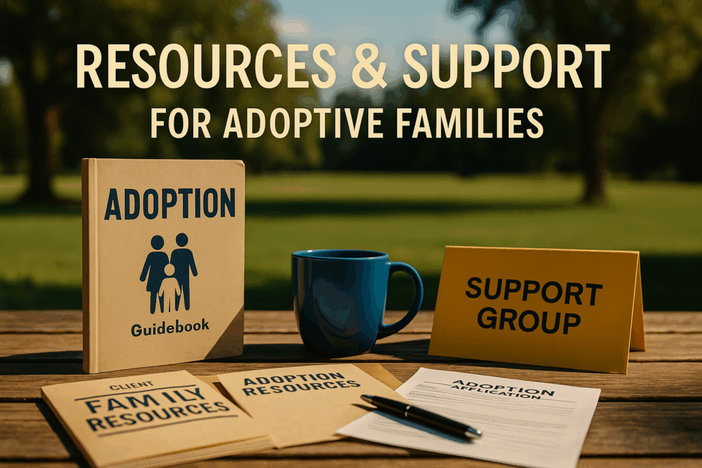 Resources and support for families involved in the adoption process are depicted.