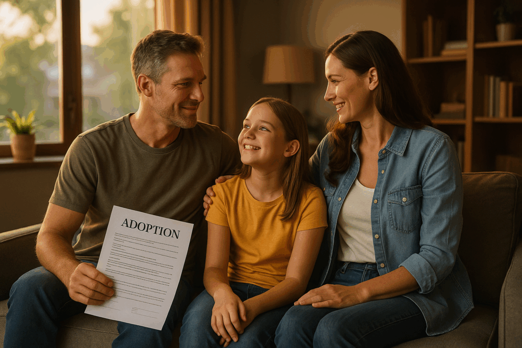 A stepparent adoption scenario illustrating family connections.