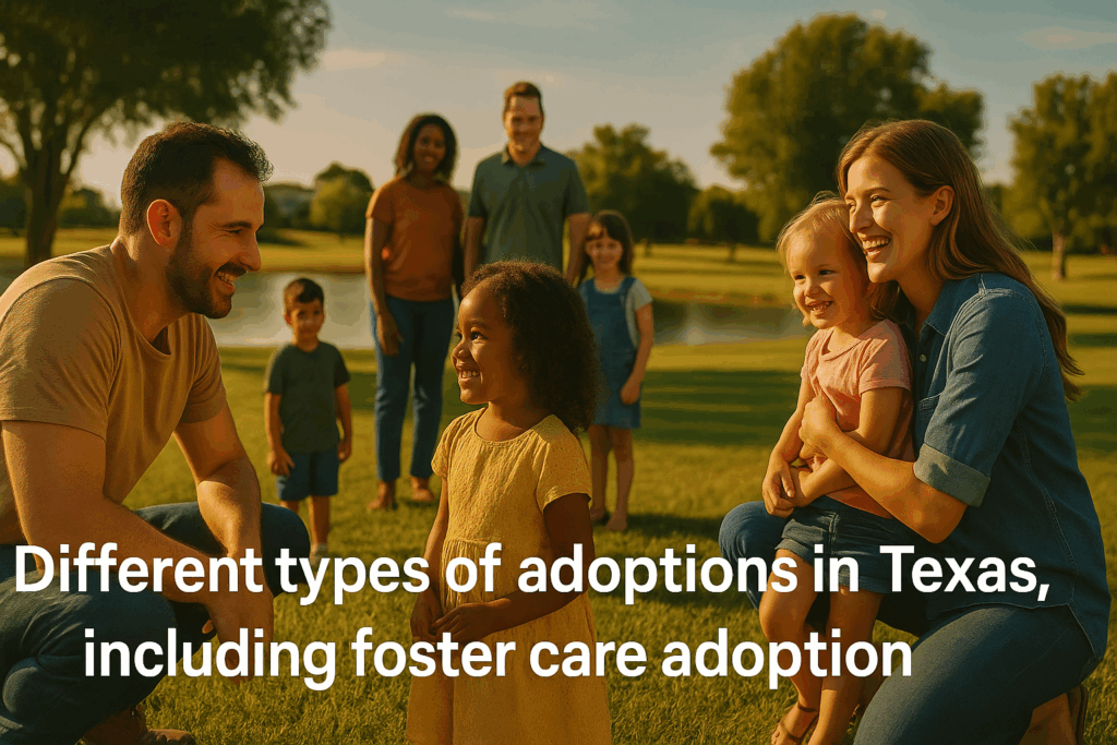 Different types of adoptions in Texas, including foster care adoption.