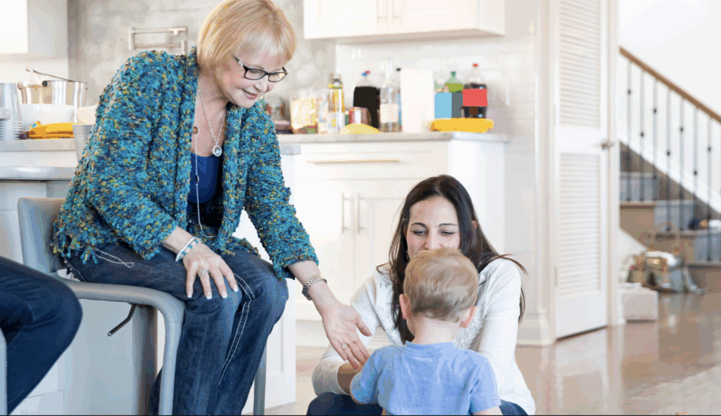 Woman interacting with a toddler in a home setting, emphasizing family connections and nurturing relationships, relevant to adoption discussions in Texas.